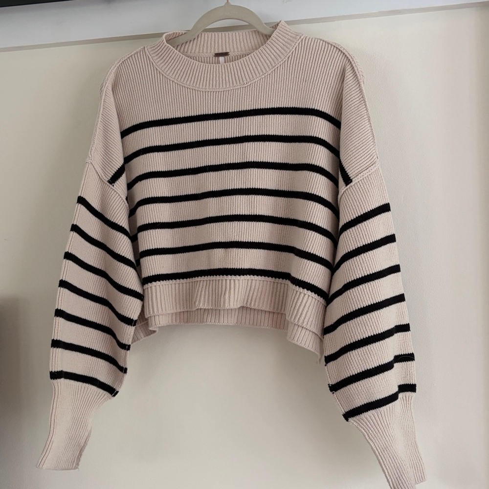 free people cropped striped easy street sweater